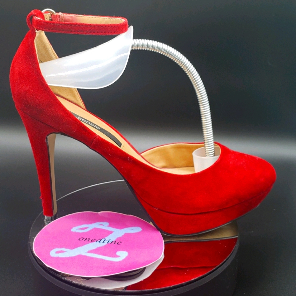 Kensie Nicky Platform Ankle Strap Heels Red Sz 8